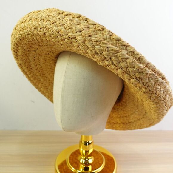 Braided Raffia Sun Hat HELEN‎ KAMINSKI Beige Natural Kettle Brim Preppy Summery main image 4